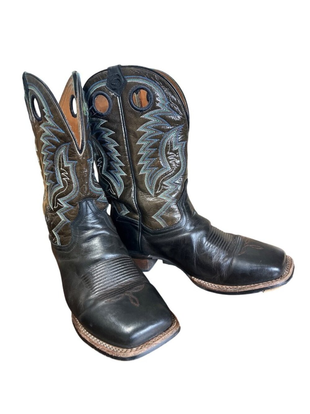 Dan Post Men Size 11EW Duece Cowboy Boots Brown Black Square Toe Western DP4558 - Picture 1 of 10